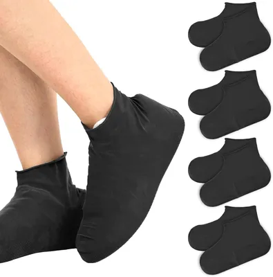 Produktbild von Silicone Überschuhe 4 Paar, Größe L (38-46), Wiederverwendbar, Wasserdicht, Rutschfest, Schwarz