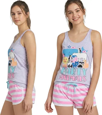 Produktbild von Baumwollpyjama für Damen, zweiteiliger Pyjama mit Trägern, Sommer-Schlafanzug aus 100 % Baumwolle, für Jugendliche XL