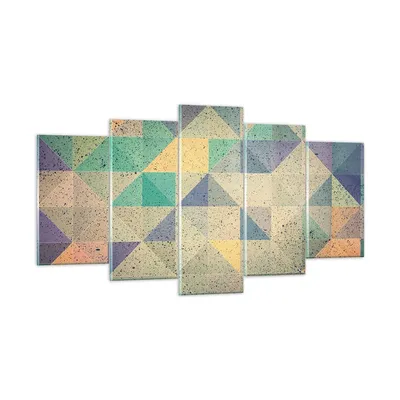 Produktbild von Bilder auf glas - 5 Teile - Abstraktion Dreieck Muster - 160x85cm - Glasbilder - Wandbilder - Bilder - zum Aufhängen bereit - Wanddekoration aus Glas - Glas Bilder - Wandbild auf Glas - GEA160x85-4287