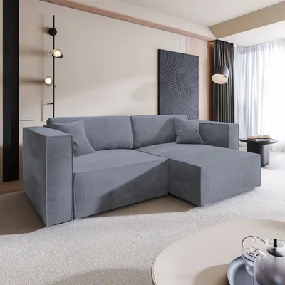 Produktbild von Masseno Ecksofa NERIO M mit Schlaffunktion L-Form, Sofa mit Bettkasten, Wohnzimmersofa, Couch, Soffa, Bettsofa, Couchgarnitur- Grau, MONOLITH 85