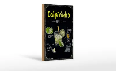 Produktbild von Holzschild Rezept Caipirinha Cocktail Recipe 12x18 cm Dekoration