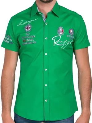 Produktbild von Red Bridge Herren R-Style Design Slim Fit kurzarm Hemd grün L