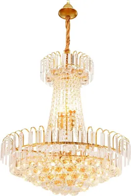 Image de Suspension en cristal de 60 cm, idéale pour les halls d'entrée, les salons, les salles à manger, les chambres, les bureaux, finition dorée