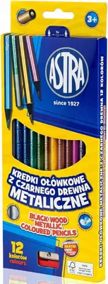 Image de Crayons de couleur 12 couleurs noir métallique Astra