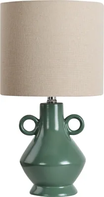 Zdjęcie produktu dla BELIANI Lampa stołowa zielona ceramiczna podstawa klosz materiałowy do salonu sypialni