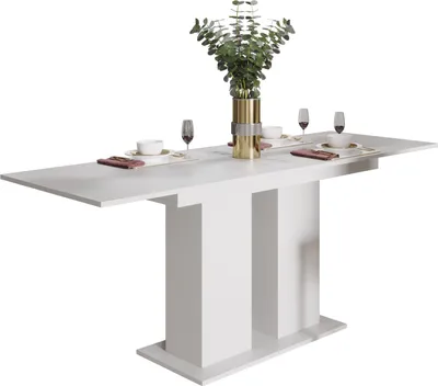 Productafbeelding van Kaiser Möbel: Eettafel met uitschuifmechanisme, model DANTE, 130-170 x 70 cm, in mat wit
