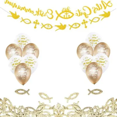 Produktbild von Erstkommunionsdeko goldene Ballons Taft