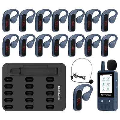 Obrázek produktu pro Retekess TT133: Systém pro průvodce s dotykovým displejem, dosah 150 metrů, výdrž baterie 12 hodin, technologie potlačení šumu DSP, Bluetooth, audio systém pro prohlídky muzeí a výrobních závodů