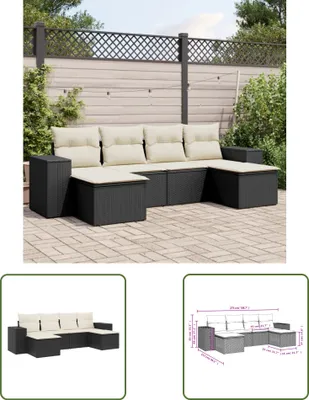 Produktbild von The Living Store 6-tlg. Garten-Sofagarnitur mit Kissen Schwarz Poly Rattan