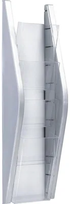Produktbild von Wandprospekthalter Bogendesign 1/3 A4 4 Fächer silber