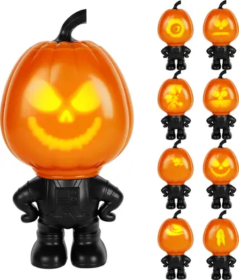 Produktbild von Halloween Kürbismann Sprechende Animierte LED Kürbis Projektionslampe 8 Modi Kürbislampe Nachtlicht Innen Party Dekoration