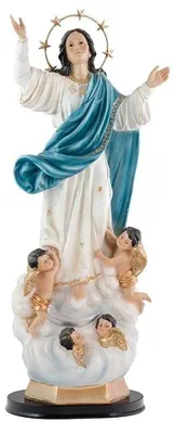 Madonna-Figur mit Krone, Harz, handbemalt, 60 cm