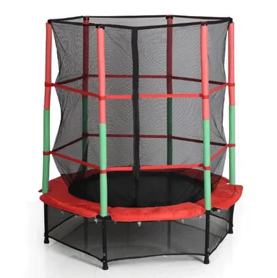 Image de Trampoline pour enfants Ø140cm avec filet de sécurité Trampoline d'intérieur