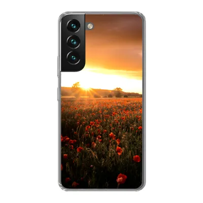 Produktbild von MuchoWow® Handyhülle Schutzhülle Hülle für Samsung Galaxy S22 Sonnenuntergang über den Mohnblumen in England Silikon Softcase Handy Hülle - Mobiltelefonhülle