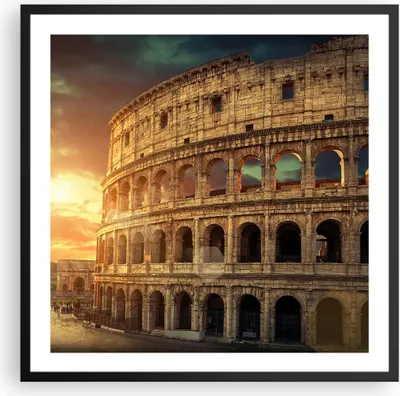 Produktbild von Gerahmtes Poster - Schwarzer Rahmen - Coloseum Roma Architektur Italien - 60x60 cm - Wand Bild - Wanddeko - Wandbilder - Wandposter - Bilderrahmen - Bilder - Kunstdruck - Wandbild - P2BAC60x60-2966