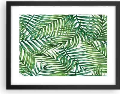 Produktbild von Gerahmtes Poster - Schwarzer Rahmen - Palme Blatt grün - 40x30 cm - Wand Bild - Wanddeko - Wandbilder - Kunstposter - Wandposter - Bilderrahmen - Bilder - Kunstdruck - Wandbild - P2BAA40x30-3777