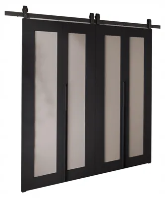 Produktbild von KierMoebel Schiebetür Komplettset QUDIO DUO M1 Schwarz + Kaschmir 172x205x3,2 cm Wohnzimmer Schiebetür