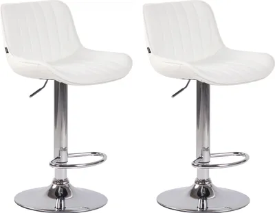 Produktbild von CLP 2er Set Barhocker Lentini Kunstleder drehbar mit Höhenverstellung weiß Gestell Farbe chrom