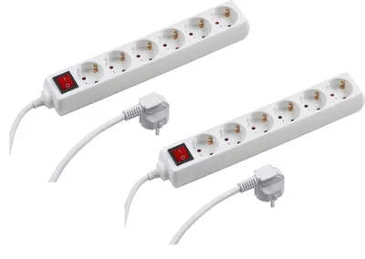 Zdjęcie produktu dla Listwa gniazdowa Meister 6-drożna 2 sztuki1,4 m kabel biały IP20 do użytku wewnętrznego