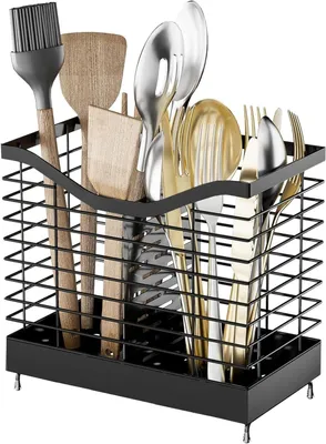 Produktbild von Besteckhalter für Schublade – Organizer für Besteck – Küchenorganisation – 2 Fächer – 20 cm – Schwarz