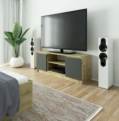 Obrázek produktu pro Televizní skříňka 140 cm, televizní stolek se 2 dvířky, výška 55 cm, hloubka 40 cm, CLP