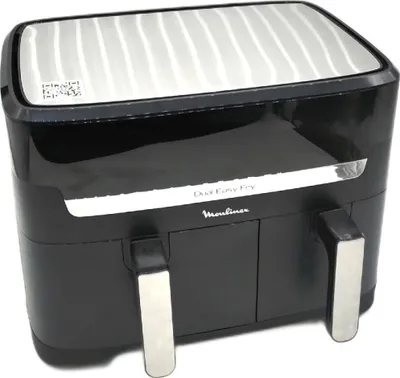 Produktbild von Moulinex Dual Easy Fry 8,3 L Dual Air Fritteuse Energieeinsparung bis zu 70% Fassungsvermögen von 5,2 l und 3,1 l 7 Programme knusprige Ergebnisse spülmaschinenfest digitales Rezeptbuch