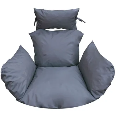 Produktbild von Hängesessel Kissen, Polster für Polyrattan / Rattan Hängeschaukel, Hängekorb, Schaukel Korb, Nur Kissen, Rückenkissen  - dunkelgrau