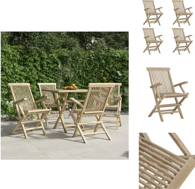 Produktbild von vidaXL Gartenstühle 4 Stk. Klappbar Grau 56x61x89 cm Massivholz Teak -  Gartenstühle