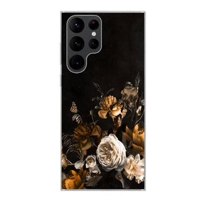 Produktbild von MuchoWow® Handyhülle Schutzhülle Hülle für Samsung Galaxy S22 Ultra Blume - Gold - Muster Silikon Softcase Handy Hülle - Abbildung