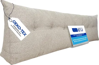 Produktbild von Pillows24 - Rückenkissen für Bett & Sofa mit abnehmbarem, waschbarem Bezug - 180cm breit | Großes Lesekissen - Keilkissen, Grau