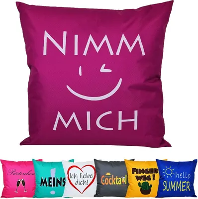 Produktbild von JACK 50x50cm Motiv Outdoor Lounge Kissen Dekokissen inkl. XXL-Füllung Wasserabweisend Sitzkissen Garten Stuhl Lotus Effekt lustig, Farbe:Nimm mich