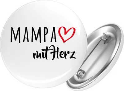 Produktbild von Huuraa Button MAMPA mit Herz 25mm rund mit Sicherheitsnadel Ansteckbutton Geschenkidee