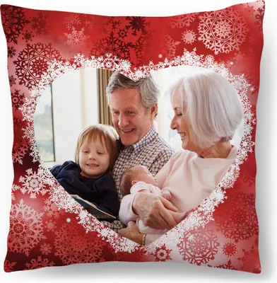 Obrázek produktu pro Personalizovaný FOTODÁREK (45 x 45 cm), fotopolštář s fotografií a textem, Den babiček, Valentýn (s výplní), Den babiček Heart [091]