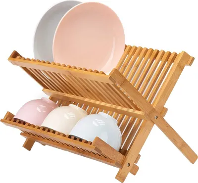 Produktbild von Abtropfgestell aus Bambus Abtropfgitter Abtropständer für Teller und Besteck 42*26.5*35cm