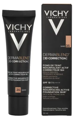Produktbild von Vichy Dermablend 3D Correction, Röhre, Creme, Sand, Mittel, ölige Haut, Problemhaut, Anti-Glanz, Mattierend, Glättend
