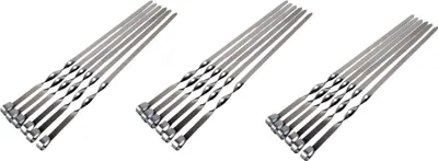 Produktbild von Krumble Grillspieße - Set mit 18 Stück - Fleischspieße - Gemüsespieße - Kebabspieße - BBQ-Spieße - Edelstahl - Silber