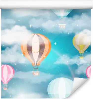 Obrázok produktu pre 10m VLIES WALLPAPER rolka škôlka obloha balóny hviezdy mraky XXL