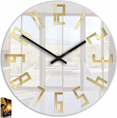 Produktbild von ModernClock, wanduhr groß 32cm wohnzimmer, Stilvoll, Uhr, Slim weiß&goldspiegler
