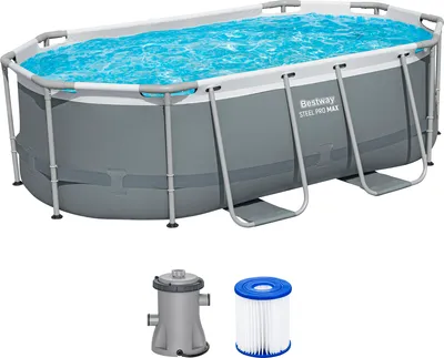 Obrázok produktu pre Bazénová súprava Bestway® Steel Pro MAX™ Frame s filtračným čerpadlom 305 x 200 x 84 cm, sivá, oválna