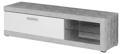 Image de Pompu - Meuble TV, 162x42x44h cm Blanc, 2 Étagères