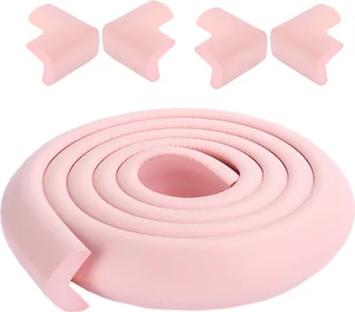 Image de CANDeal 2 mètres de protection des bords en forme de L et 4 x kit de protection des coins, mousse haute densité premium bébé outil ménager de protection pour table, banc et autres meubles de maison - Rose