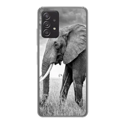 Produktbild von MuchoWow® Handyhülle Schutzhülle Hülle für Samsung galaxy a73 Elefant - Gras - Tiere - Schwarz und weiß Silikon Softcase Handy Hülle - Handyhülle