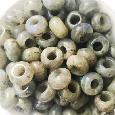 15 Mondstein-Perlen, großes Loch, rund, 6 mm, DIY-Schmuck
