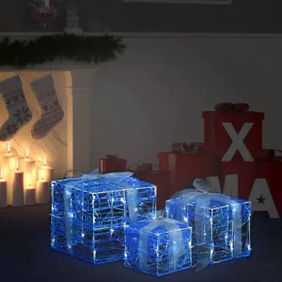 Immagine prodotto di The Living Store Scatole regalo a LED 3 pz. Decorazione natalizia bianco freddo