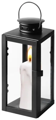 Produktbild von Schwarze Metalllaterne – 24 cm. Dekoration für Innen- und Außenbereich