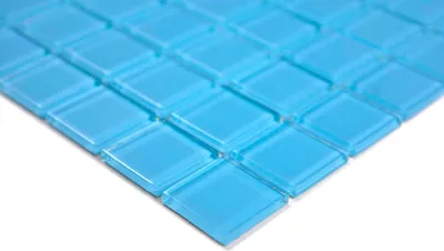 Produktbild von Handmuster Mosaikfliese Transluzent Glasmosaik Crystal hellblau BAD WC Küche WAND MOS63-0402_m