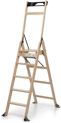 Productafbeelding van Klapladder - Vouwladder Trapladder - Klusklussen Thuis - Massief Beukenhout - 111 cm Hoogte - Naturel