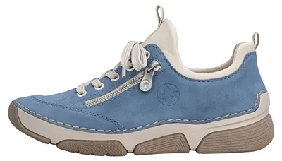 Produktbild von Rieker Damen Sneaker Schlupfschuh mit Plateau und weichem Gummizug, Größe:40 EU, Farbe:Blau