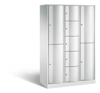 Produktbild von Großraum-Wertfachschrank mit Spezialtüren, 9 Abteile, BxTxH 1150x540x1950 mm, RAL 7035