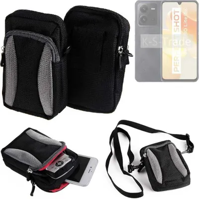 Produktbild von K-S-Trade Holster Schutz Hülle kompatibel mit Vivo X80 Lite Handy Hülle Gürteltasche Umhängetasche mit Zusatzfach schwarz